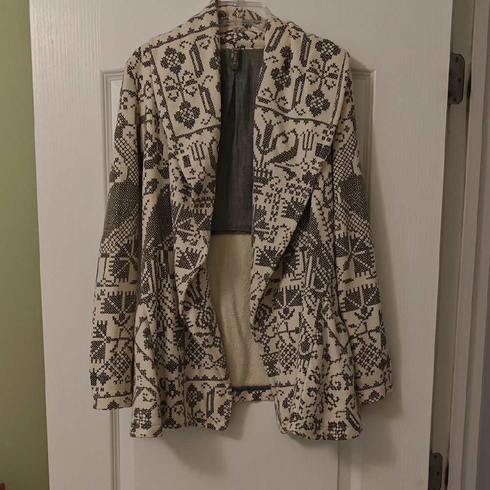 Free People Cream and Black Cardigan Size XS